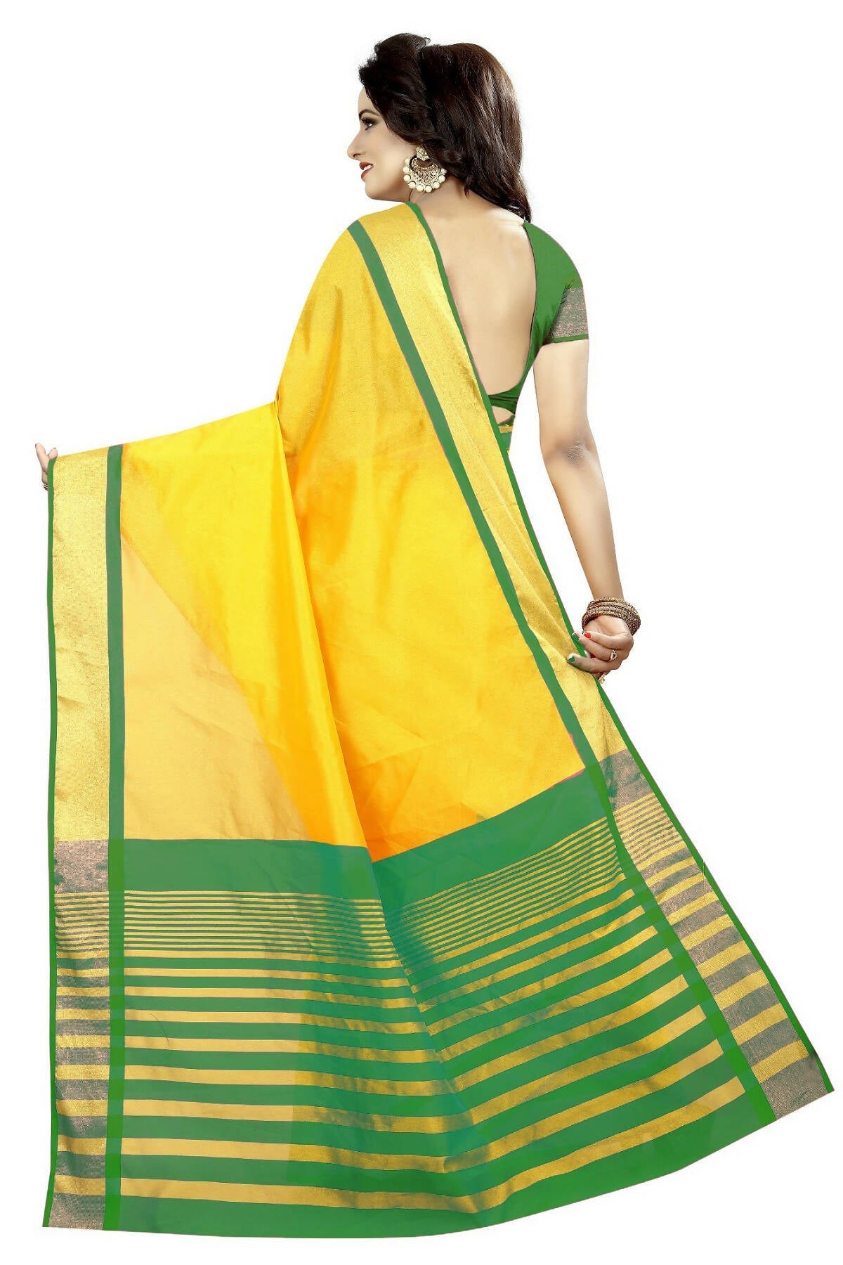 Vamika Weaving Yellow Cotton Silk Saree (MASTANI PARROT) - Distacart