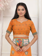 Shree Shyam Fashion Silk Blend Orange Saree - Distacart