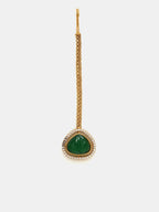 Ruby Raang Gold Polished Green Stone Kundan Maang Tikka - Distacart