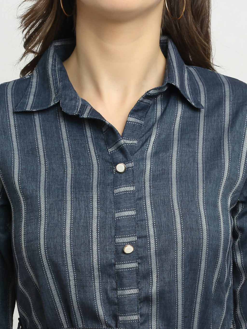 Rudra Bazaar Grey A-Line Striped Kurta - Distacart