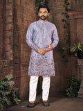 Anaita Purple Multi Thread Work Silk Straight Kurta - Distacart