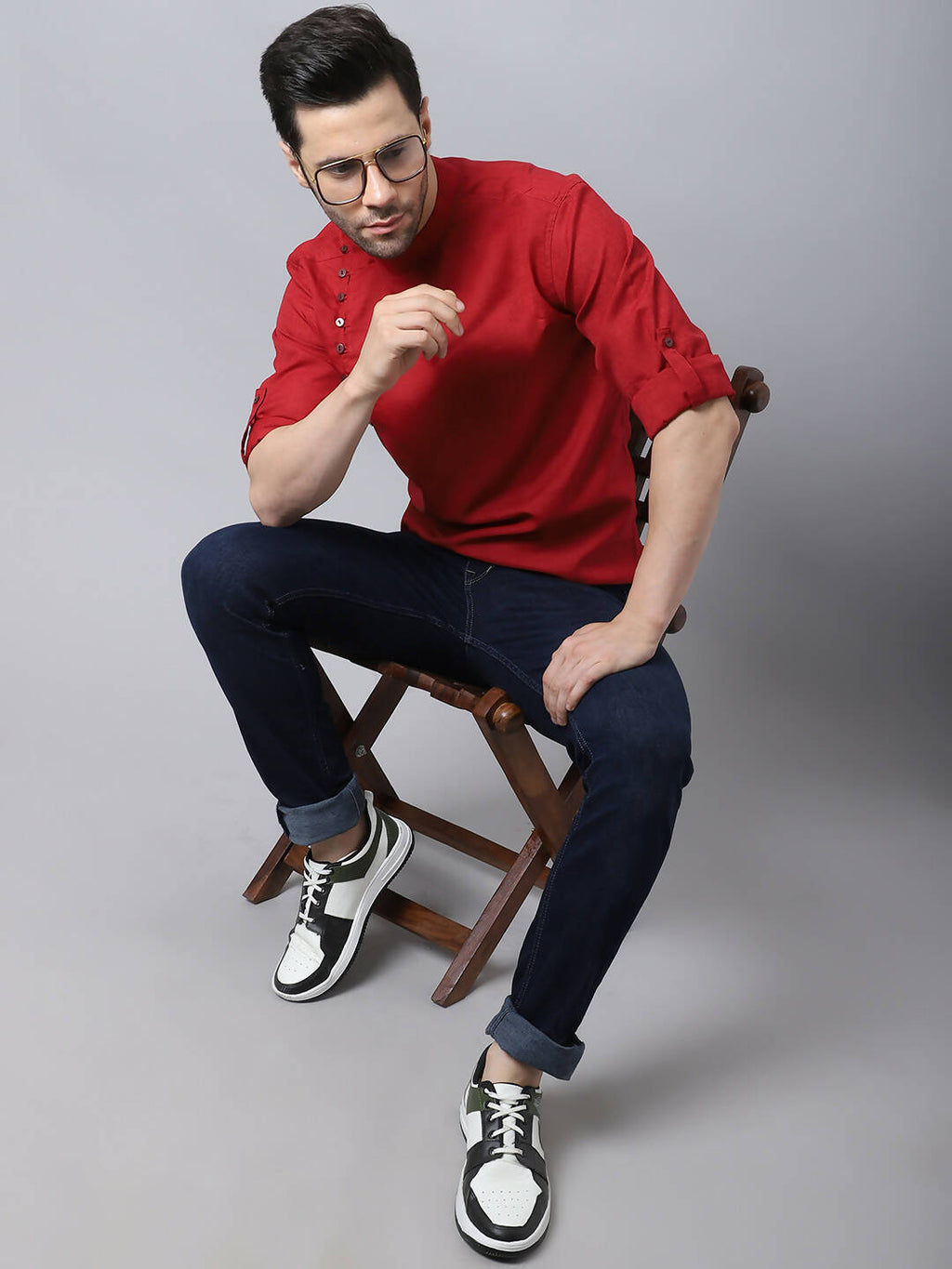 Even Apparels Maroon Pure Cotton Men's Kurta With Side Placket