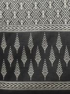 Yufta Women Black & Off-White Ethnic Motifs Printed Thread Work Cotton Kurta Set & Dupatta