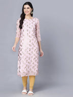Myshka Women Pink Floral Printed Gotta Patti Georgette Kurta - Distacart