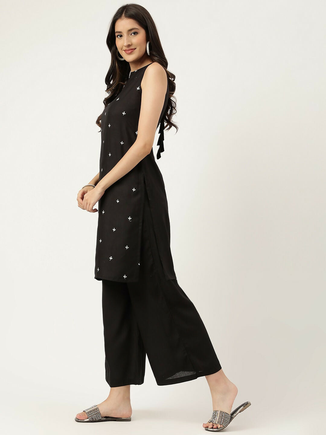Joban Fashion Black Rayon and Embroidered Work Straight Kurta Bottom Set