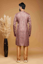 Raivat Ethnic Art Silk Digital Print Pintux Work Kurta Pajama In Onion Pink Colour