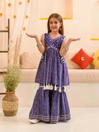 Joban Fashion Girl's Blue Color Sharara Set