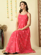 Myshka Women's Pink Printed Georgette Party Dress - Distacart