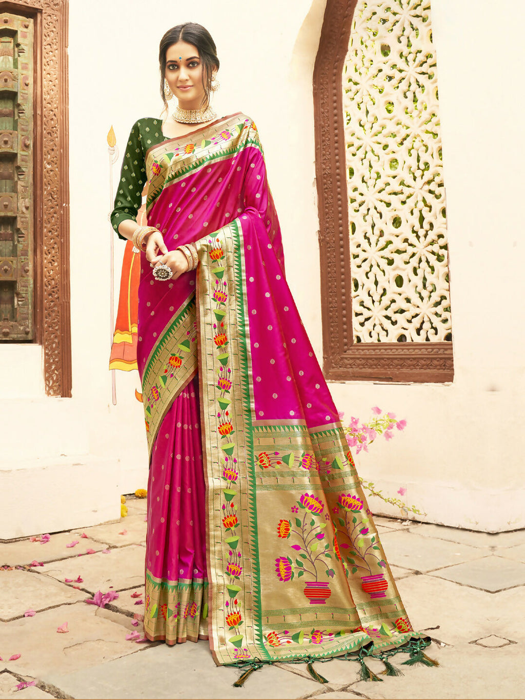 Shree Shyam Fashion Silk Blend Magenta Saree - Distacart