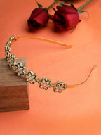 NVR Women's Gold-Polished Kundan Embellished Hairband