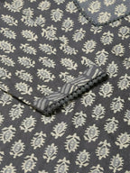 FIORRA Women's Grey Cotton Straight Kurta Pant With Dupatta