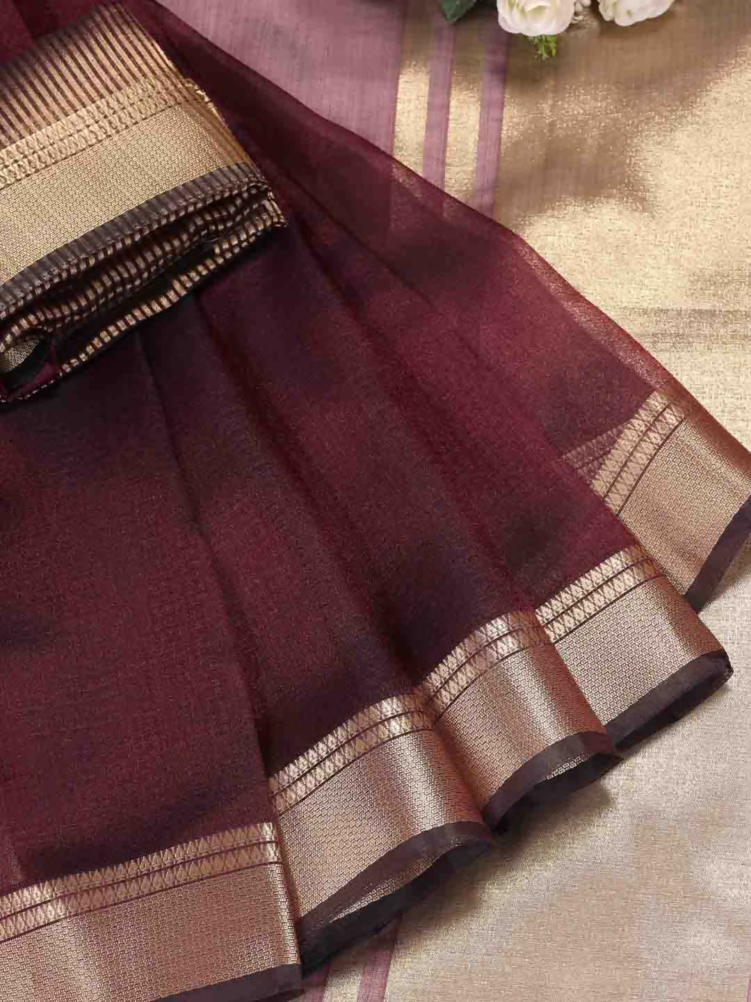 Shree Shyam Fashion Organza Purple Saree - Distacart