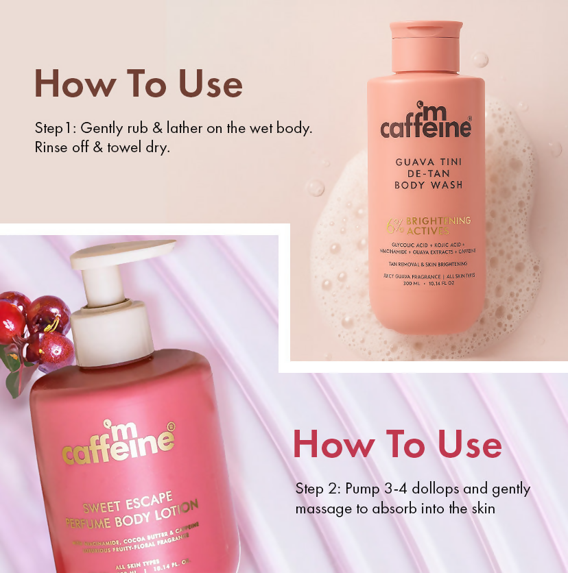 mCaffeine Pink Glow Set (Guava Body Wash & Sweet Escape Body Lotion) - Distacart
