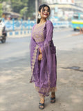 Vellora Light Lavender Silk Blend Embroidered Salwar Suit Set
