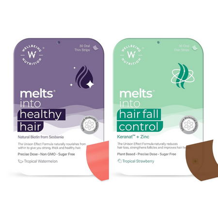 Wellbeing Nutrition Melts Healthy Hair & Hair Fall Control Strips Combo