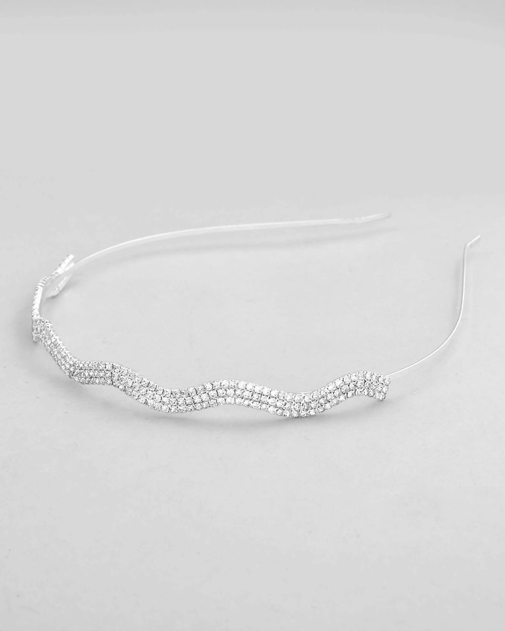VOJ Silver Plated AD Studded Wave Shaped Hairband