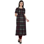 Kanoor Women's Multicolour Frock Style Round Neck Kurti