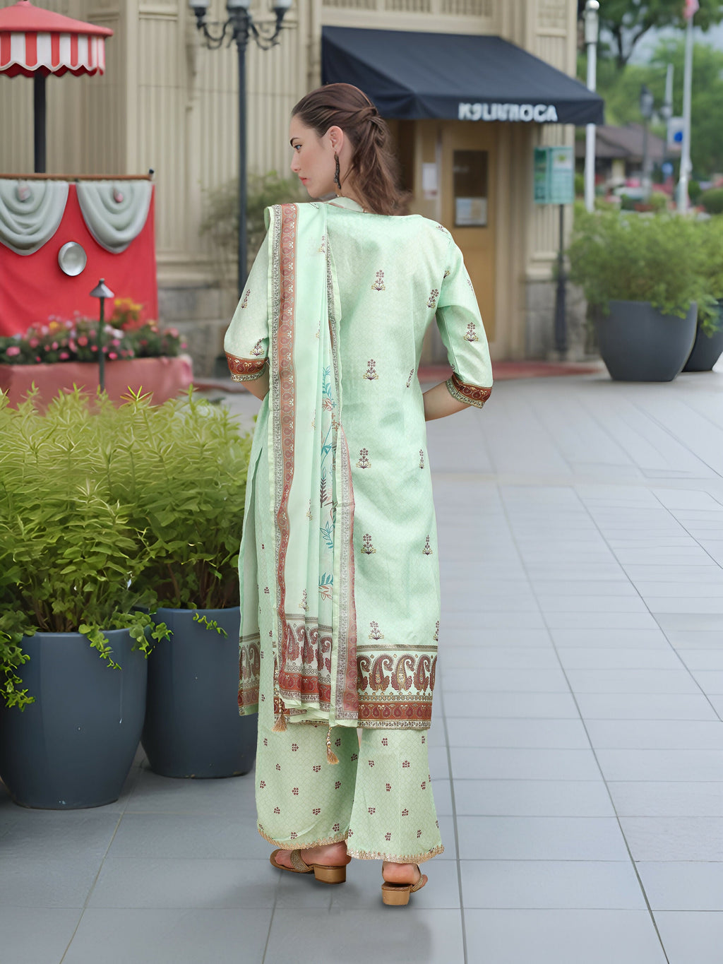 Joban Fashion Green Position Digital Print With Position Foil Kurta Set - Distacart