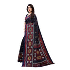 Printed Jute Silk Navy Blue Saree 