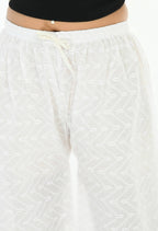 Mominos Fashion Moeza Cotton White Color Chikan Work Palazzo