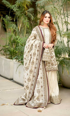 Teeya Creation White Faux georgette Designer heavy work Wedding Wear Palazzo pair - Distacart