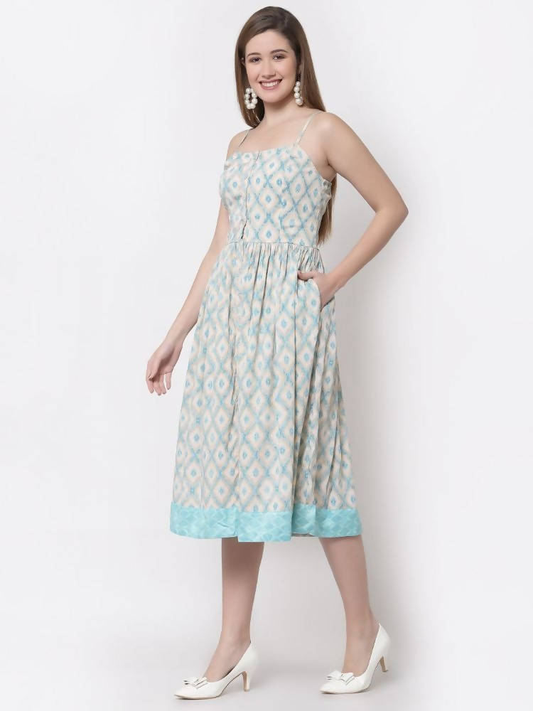 Myshka Multi Color Crepe Printed Sleeveless Dress