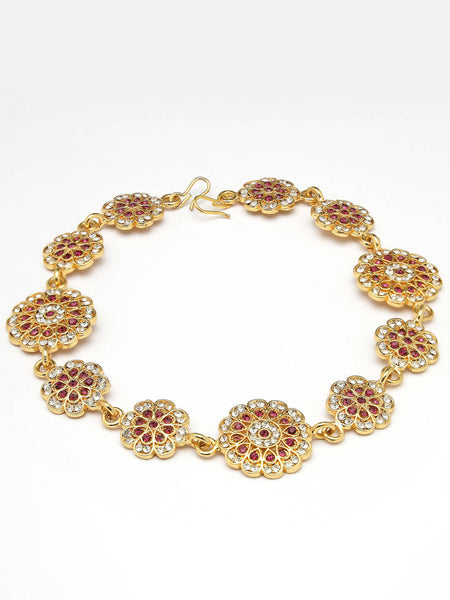 NVR Women's Gold-Polished Traditional Meenakari Stones Trending Matha Patti