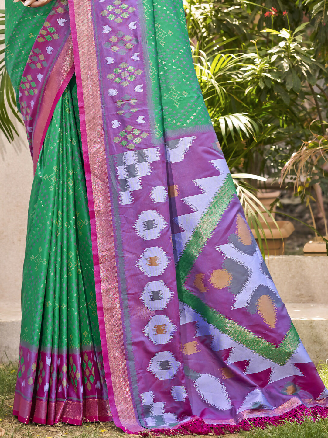 Shree Shyam Fashion Pochampalli Silk Purple Saree - Distacart