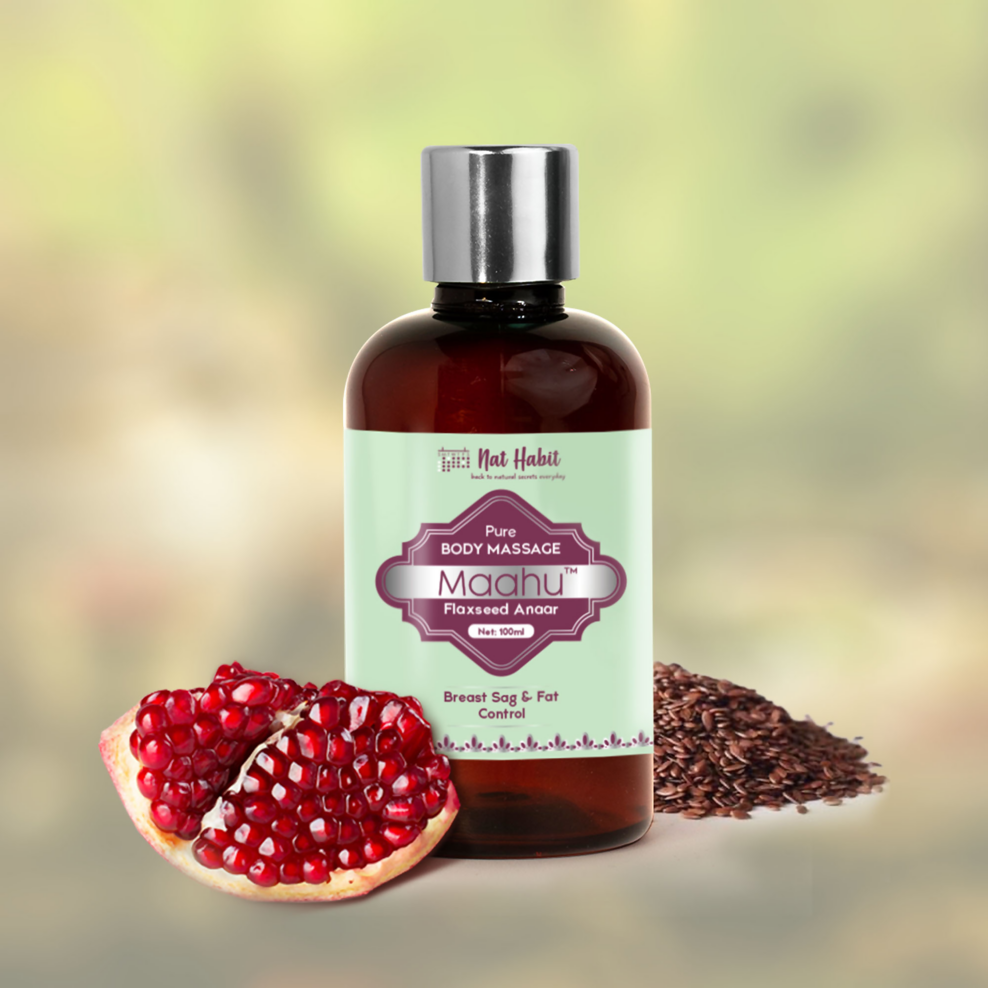 Nat Habit Pure Flaxseed Anaar Maahu Body Massage Oil