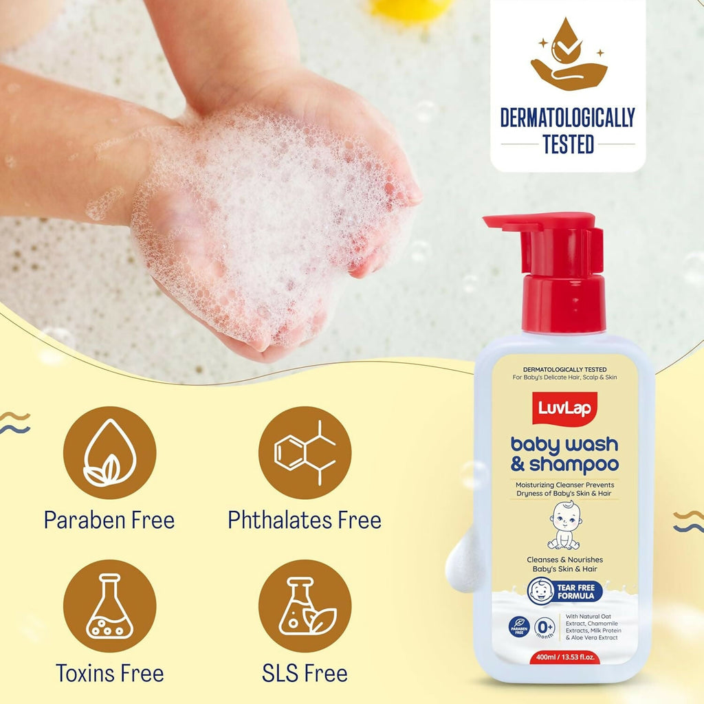 LuvLap Baby Wash & Shampoo + Baby Lotion Combo Set