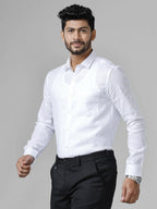 Ramraj Cotton Cotton Linen Full Sleeve White Shirt