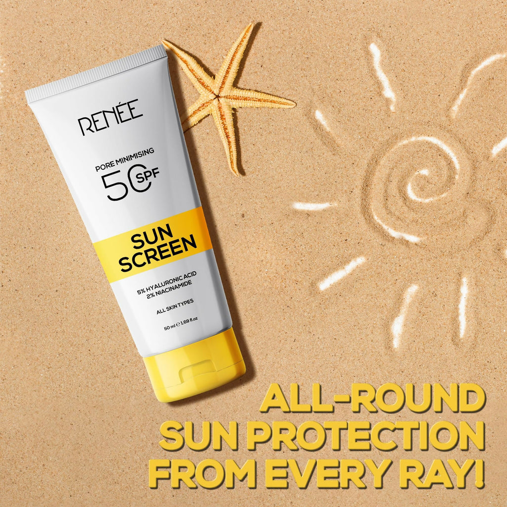 Renee Pore Minimizing Sunscreen Spf 50 With 5% Hyaluronic Acid & 2% Niacinamide For All Skins