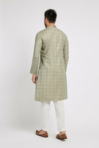 Ethnic India Blue Men's Kurta Floral Polyester