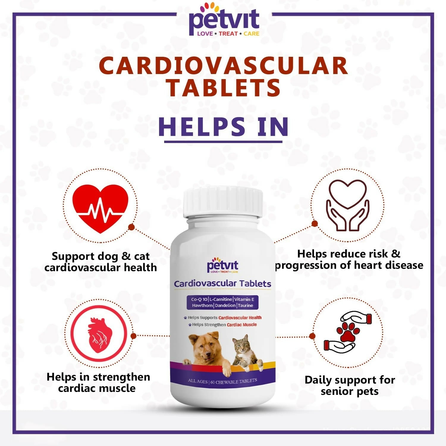 Petvit Cardiovascular Dog Supplement Tablets - Distacart