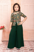 Kids Functional Designer Dark Green Georgette Shrara suit - Aaradhna