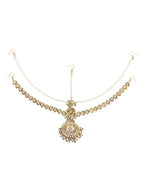 Women's Gold Plated Kundan Mathapatti Head Jewellery - Ruby Raang - Distacart
