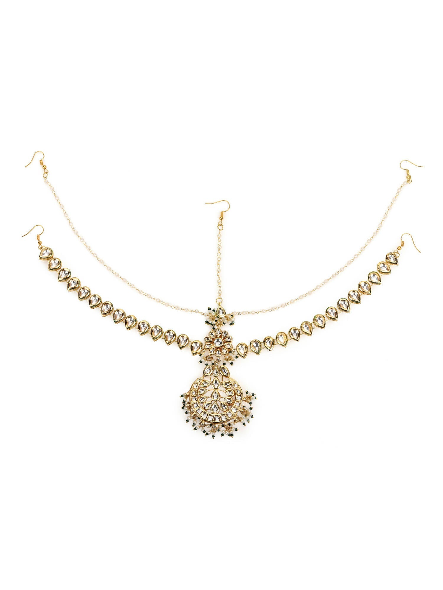 Women's Gold Plated Kundan Mathapatti Head Jewellery - Ruby Raang - Distacart