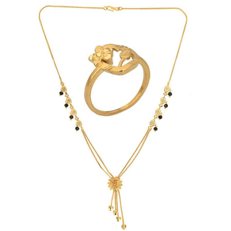 AanyaCentric Gold-Polished Mangalsutra & Ring Set