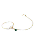Gold-Plated White Green Kundan-Studded Pearl Beaded Nosepin - Ruby Raang - Distacart