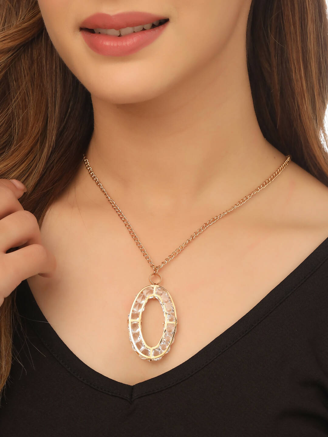 NVR Women Gold-Polished Oxidised Bohemian Necklace