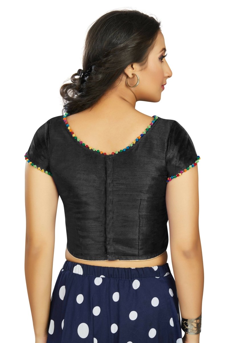 Aastha Fashion Women's Black Art Silk Designer Party Wear Readymade Blouse