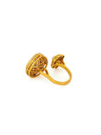 Kundan Gold Plated Hexagon and Pear Ring - Ruby Raang