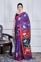 Morchari Multicolour Cotton Handloom Mirror Work Saree Unstitched Blouse - Distacart