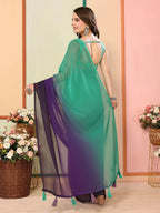 Sea Green Georgette Pedding Color Printed Ready To Wear Saree - Aalaya