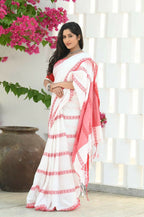 Beatitude White Cotton Handloom Saree