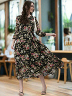 Souchii Black Floral Chiffon Dress