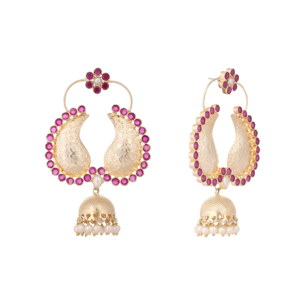 Nuyug 22K Gold Plated Pink Paisley Bloom Earrings - Distacart