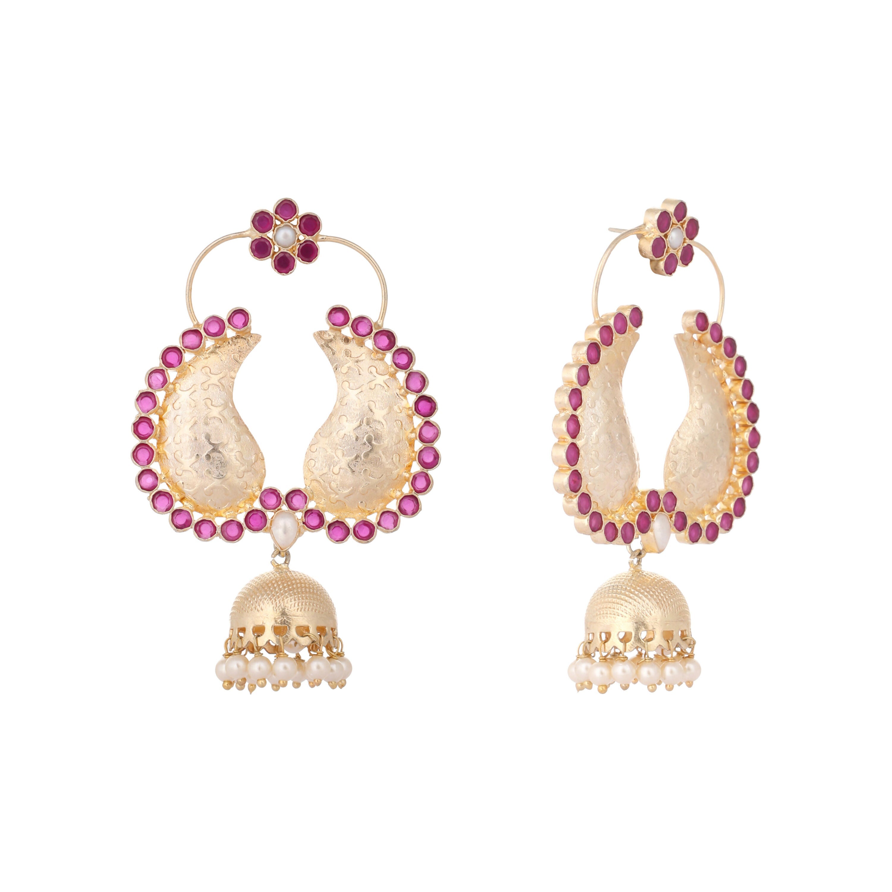 Nuyug 22K Gold Plated Pink Paisley Bloom Earrings - Distacart