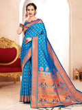 Shree Shyam Fashion Paithani Silk Blue Saree - Distacart