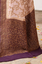 Joban Fashion Ivory Crepe Chiffon Pure Handloom Banarasi Silk Saree
